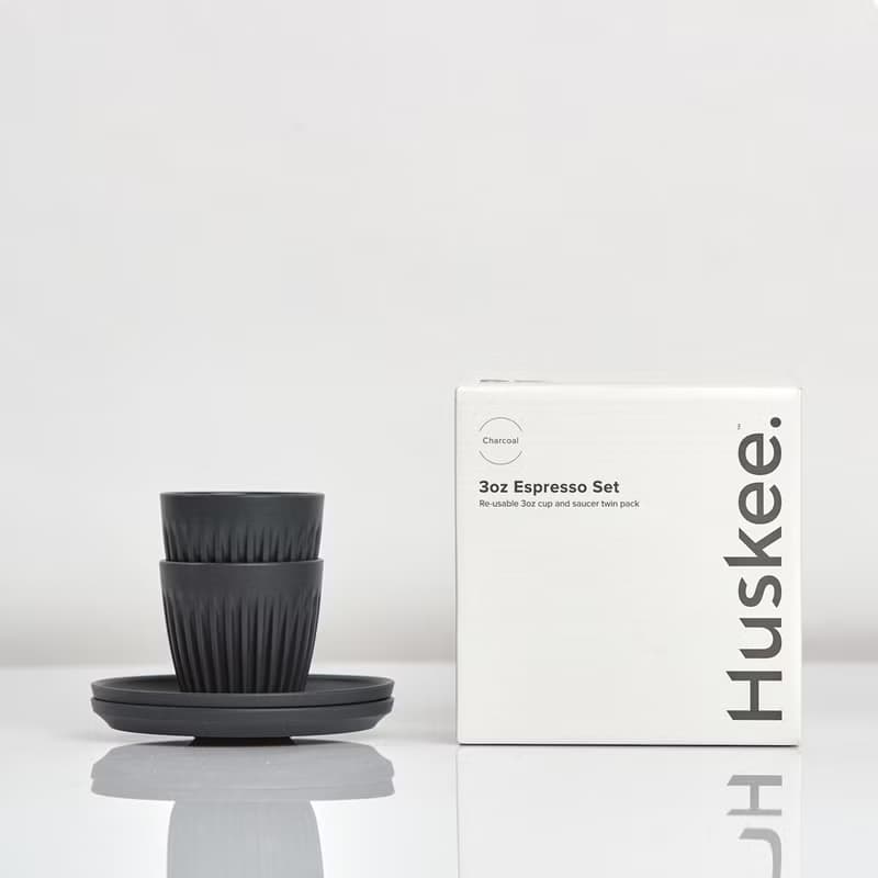 【Huskee】澳洲HuskeeCup 3oz/ 90ml 咖啡豆殼環保杯盤組 (2入)