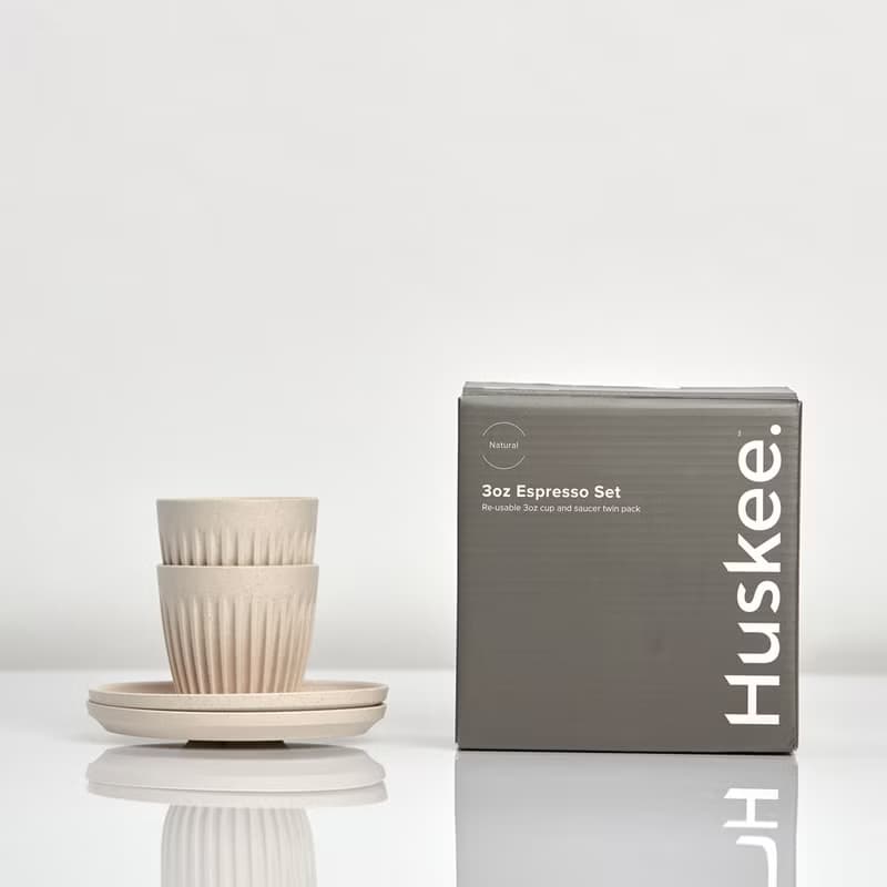 【Huskee】澳洲HuskeeCup 3oz/ 90ml 咖啡豆殼環保杯盤組 (2入)