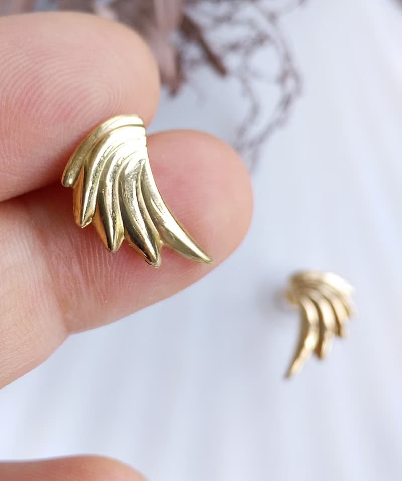 Vintage Jewelry 西洋古董飾品 金翅膀 簡約 貼耳 小巧 針式耳環
