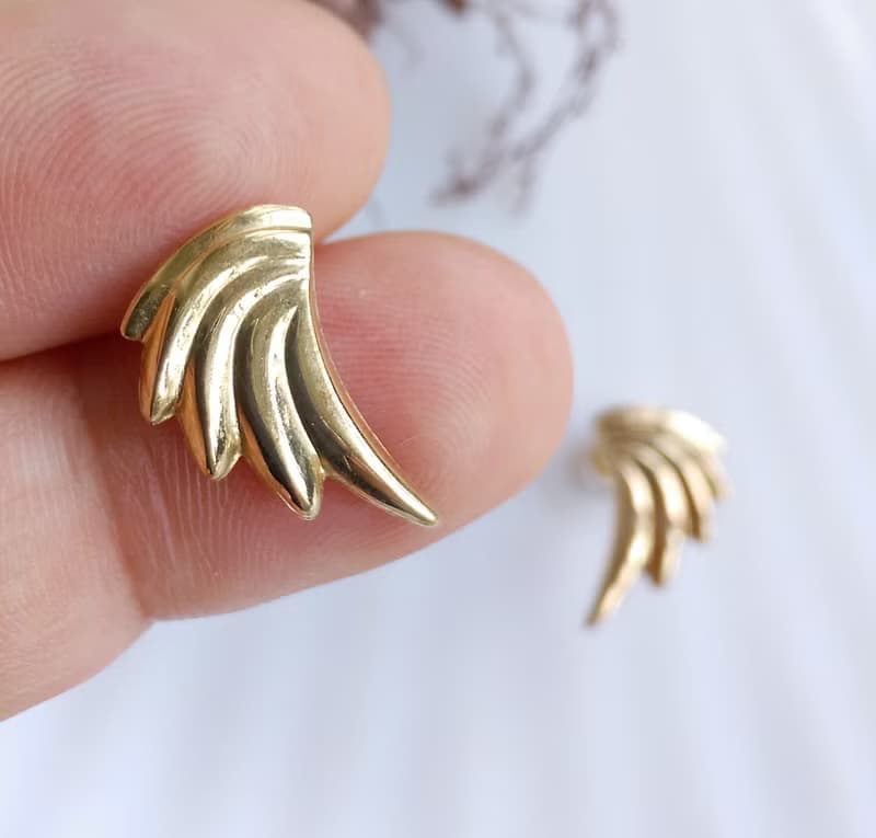 Vintage Jewelry 西洋古董飾品 金翅膀 簡約 貼耳 小巧 針式耳環