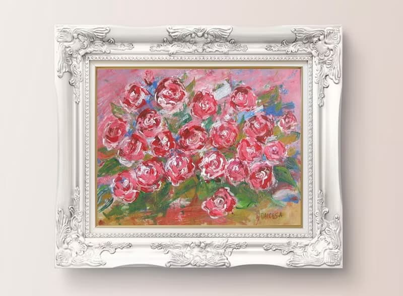 Abstract pink roses acrylic painting large size canvas home wall decoration