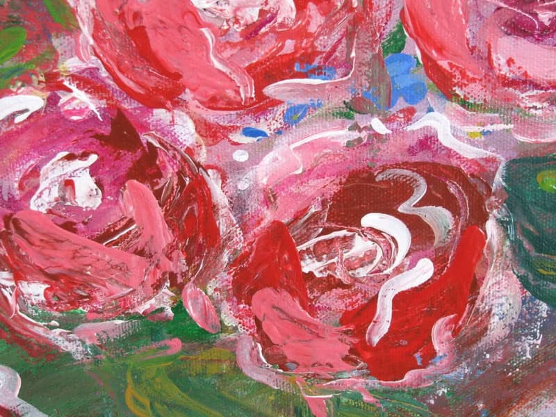 Abstract pink roses acrylic painting large size canvas home wall decoration