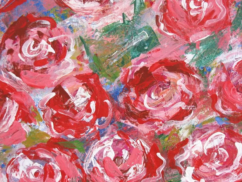 Abstract pink roses acrylic painting large size canvas home wall decoration