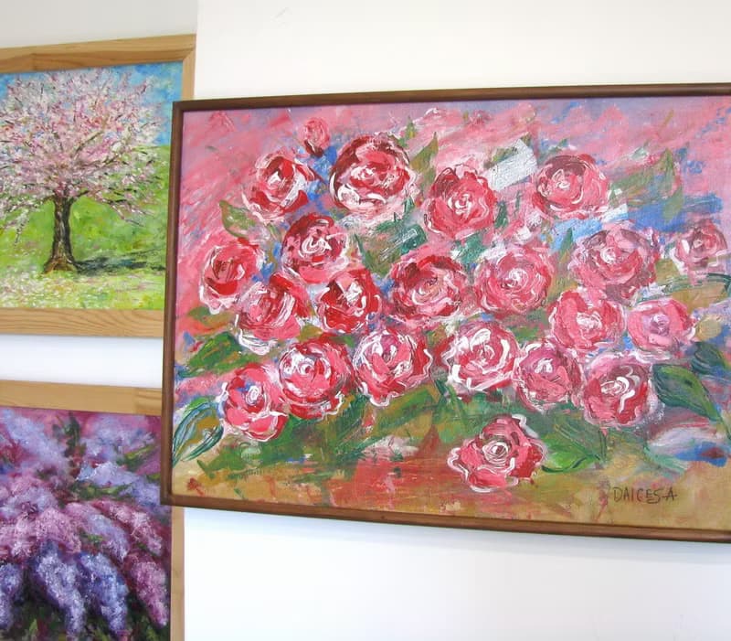 Abstract pink roses acrylic painting large size canvas home wall decoration
