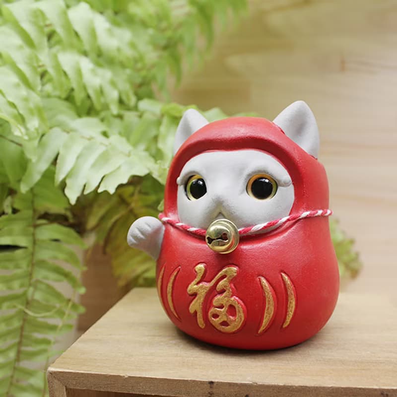 【快速出貨】達摩招財貓 紅泥發 水泥擺飾 交換禮物