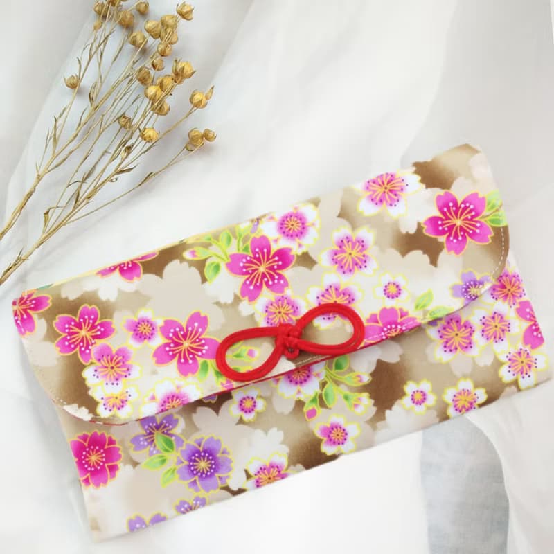 免費繡名字。質感櫻花-2色可選。布紅包袋 / 口罩收納袋