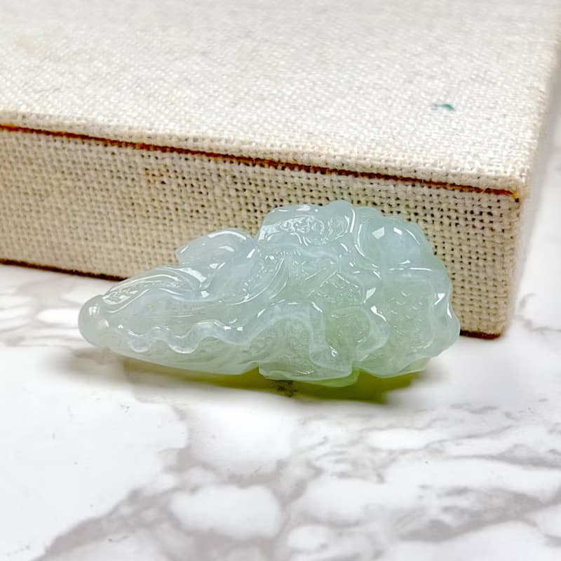 【擺財】冰綠翡翠巧雕白菜 | 天然緬甸玉A貨翡翠 | 送禮