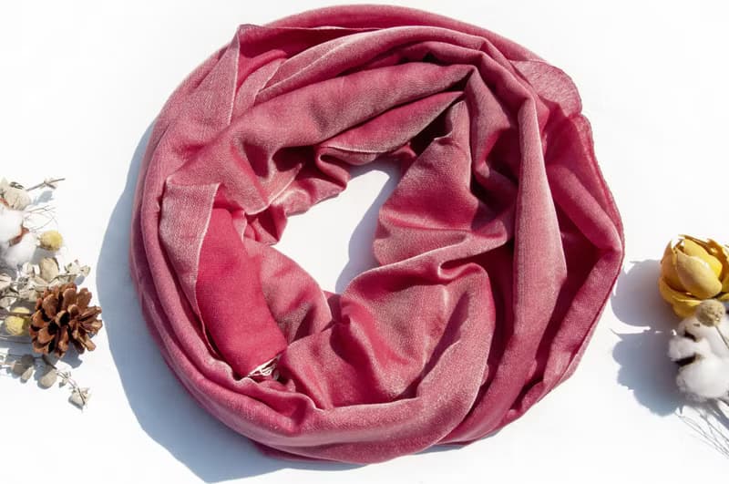 喀什米爾Cashmere 編織羊絨圍巾 羊毛真絲披巾 戒指絨披肩-雙色