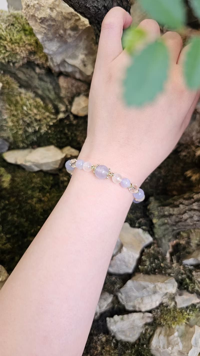 暮光安語-月光石/白水晶/藍紋瑪瑙/水晶手鍊/平靜/療癒水晶