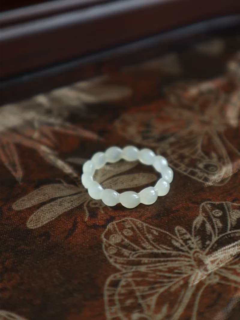 天然晴水和田玉戒指麻花指環指圈做工精細冰底晴水玉玉石戒指18mm