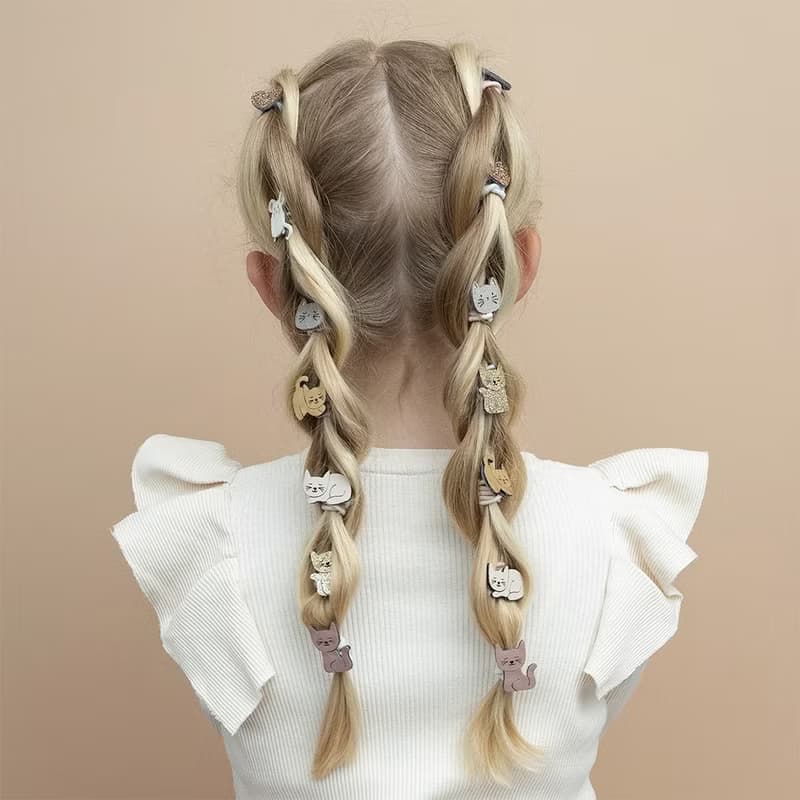 英國Mimi & Lula_AW25_秋日山林_貓咪老鼠迷你髮束8入