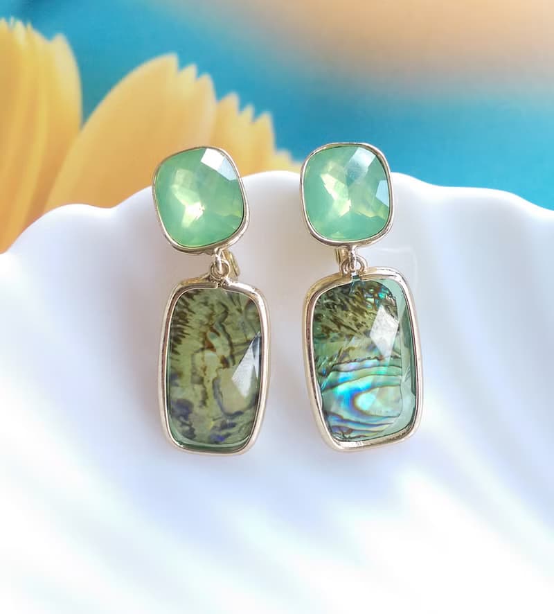 Vintage Jewelry 西洋古董飾品 碧海綠 夾式耳環