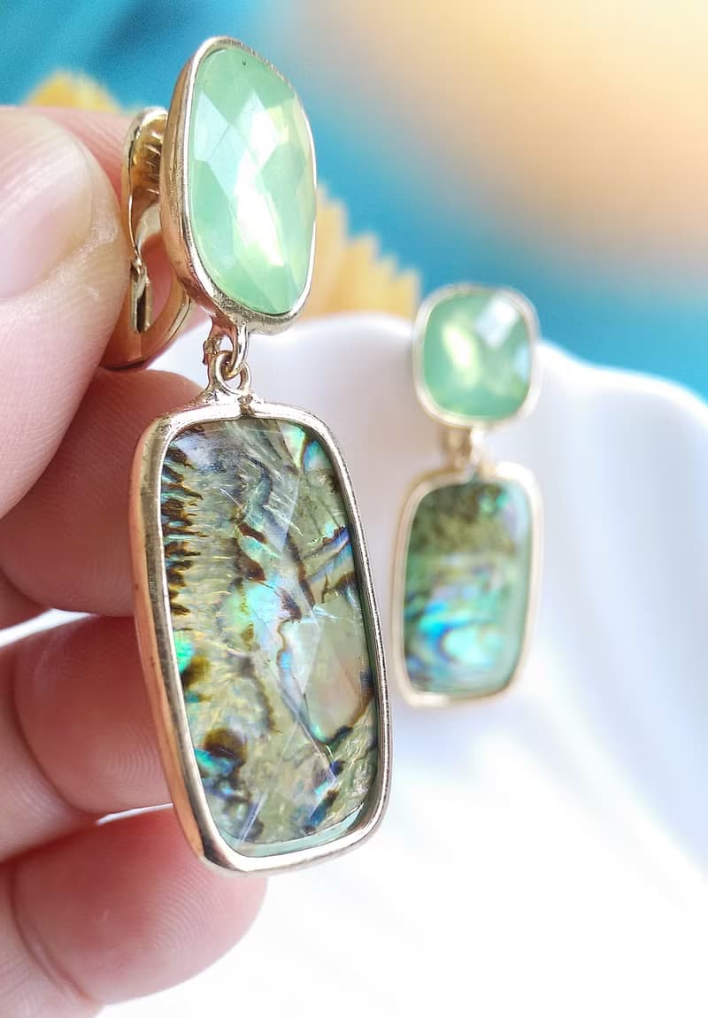 Vintage Jewelry 西洋古董飾品 碧海綠 夾式耳環
