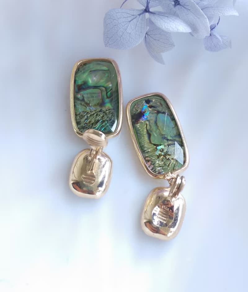 Vintage Jewelry 西洋古董飾品 碧海綠 夾式耳環