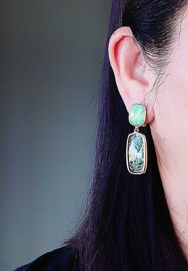 Vintage Jewelry 西洋古董飾品 碧海綠 夾式耳環