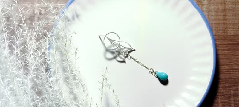 浪漫人魚系列 - 925純銀手作耳環 銀飾 藍綠色 包裝 禮物