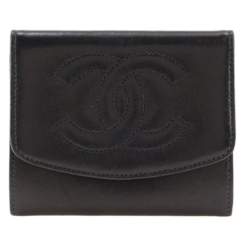 【日本直送】シャネル CHANEL ココマーク コインケース ヴィンテージ ラムスキン 黒 レディース【中古】