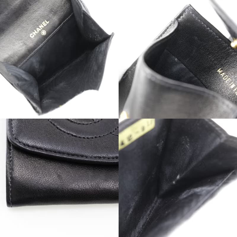 【日本直送】シャネル CHANEL ココマーク コインケース ヴィンテージ ラムスキン 黒 レディース【中古】