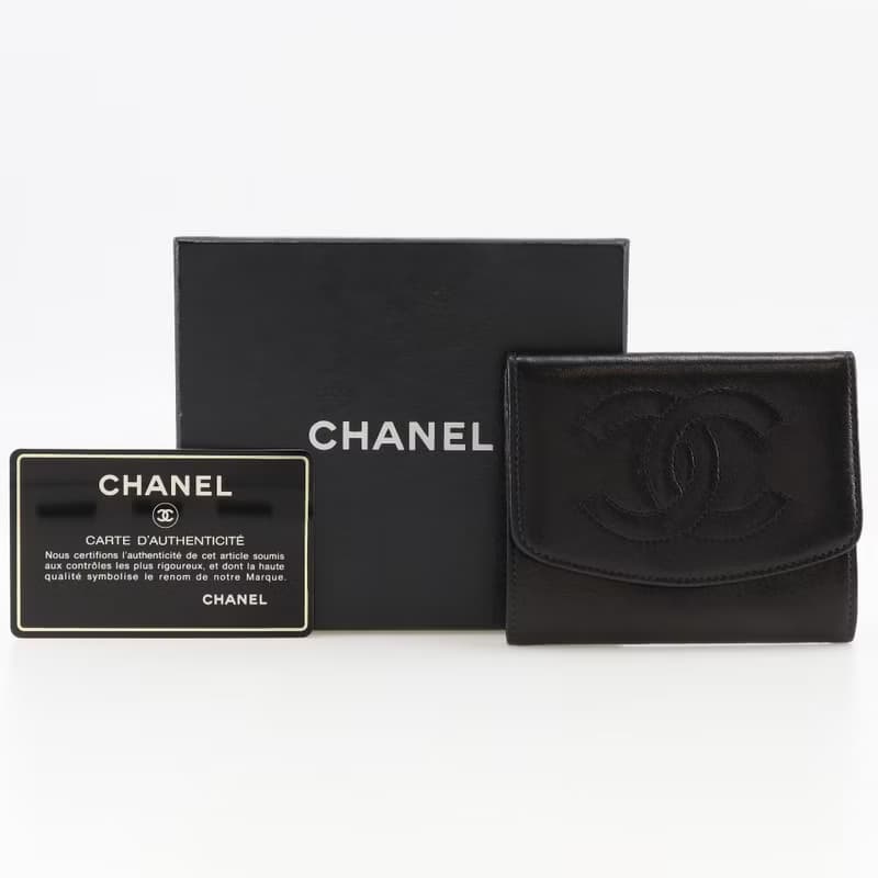 【日本直送】シャネル CHANEL ココマーク コインケース ヴィンテージ ラムスキン 黒 レディース【中古】