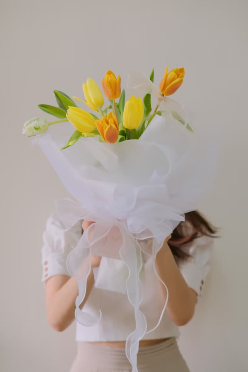 白色情人節 鬱金香 韓式生日花束 女友禮物