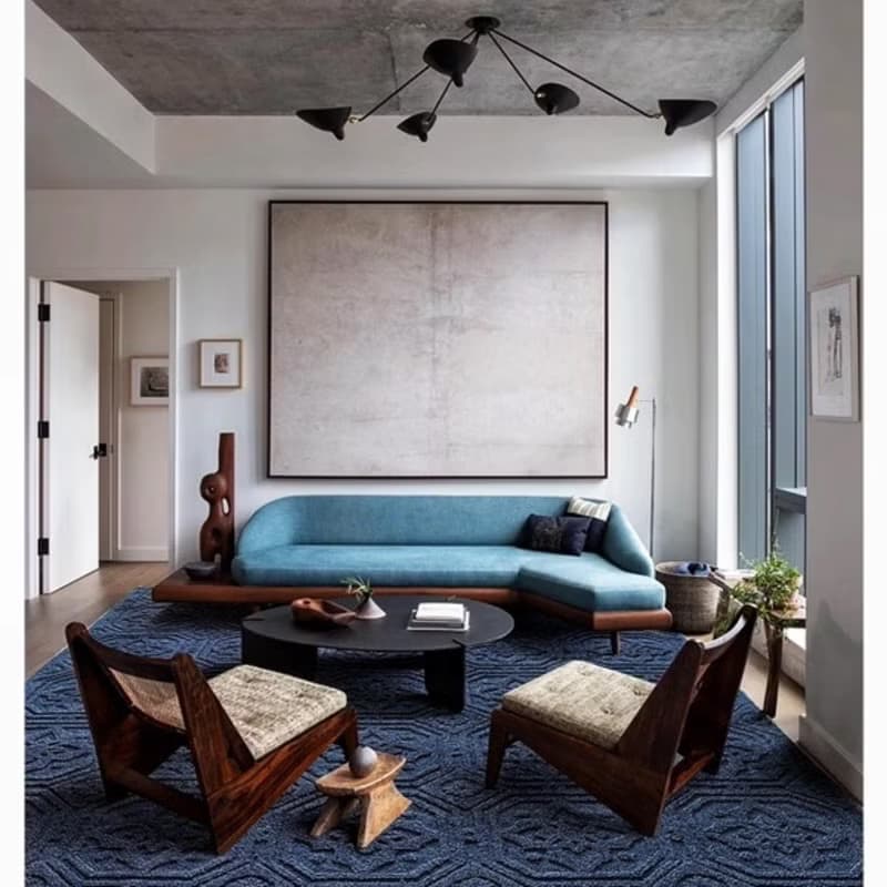 法式風 手作紐西蘭羊毛地毯 藍色城堡 客廳臥室床邊墊 家居裝飾