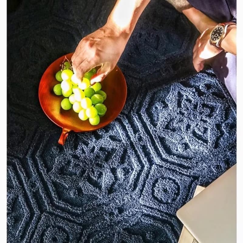 法式風 手作紐西蘭羊毛地毯 藍色城堡 客廳臥室床邊墊 家居裝飾