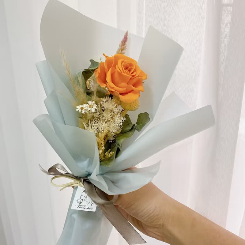 簡單愛 單朵永生玫瑰花束 永生花 生日 情人節 畢業禮 母親節