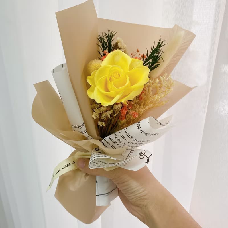 簡單愛 單朵永生玫瑰花束 永生花 生日 情人節 畢業禮 母親節