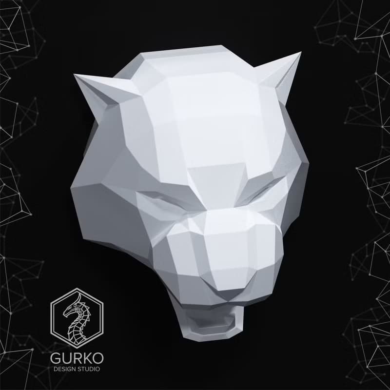 【數位】Tiger Head Metal Papercraft, DXF, Gurko, Pepakura, Template, 3D Origami, Weldart