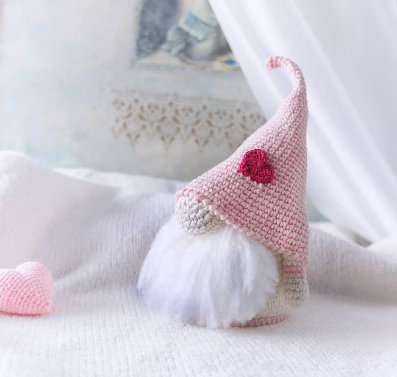 Couple Pink Valentine Gnomes, Stuffed Doll Ornament, Scandinavian Gnome
