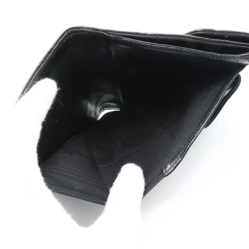 【LA LUNE】中古二手Chanel雙面魚子醬皮革黑色短夾銀錢小包手袋