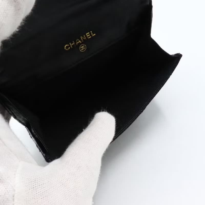 【LA LUNE】中古二手Chanel雙面魚子醬皮革黑色短夾銀錢小包手袋