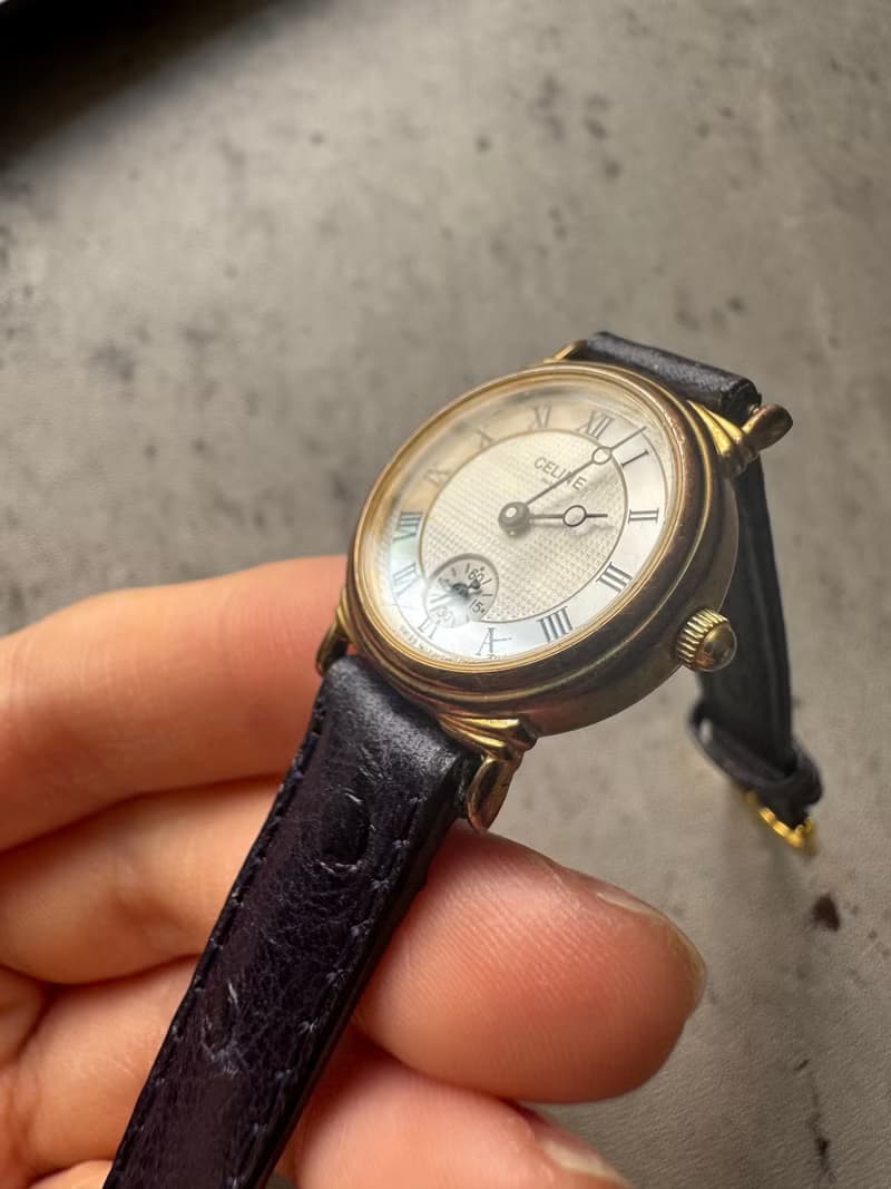 中古正品 Celine 蓆琳 石英真皮手表 古董錶 禮物