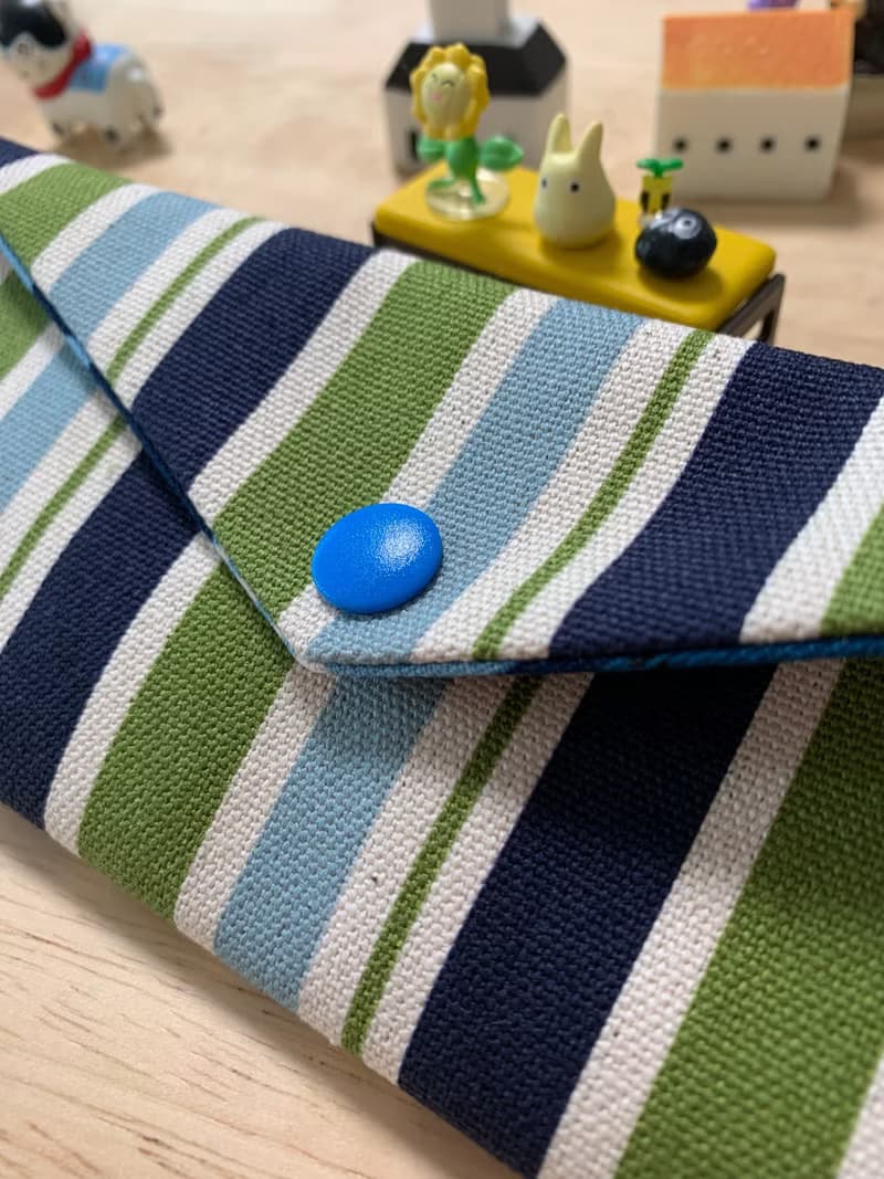 文青風環保純棉筷袋 條紋厚帆布 質感原胚 藍綠相間 日本 潮物