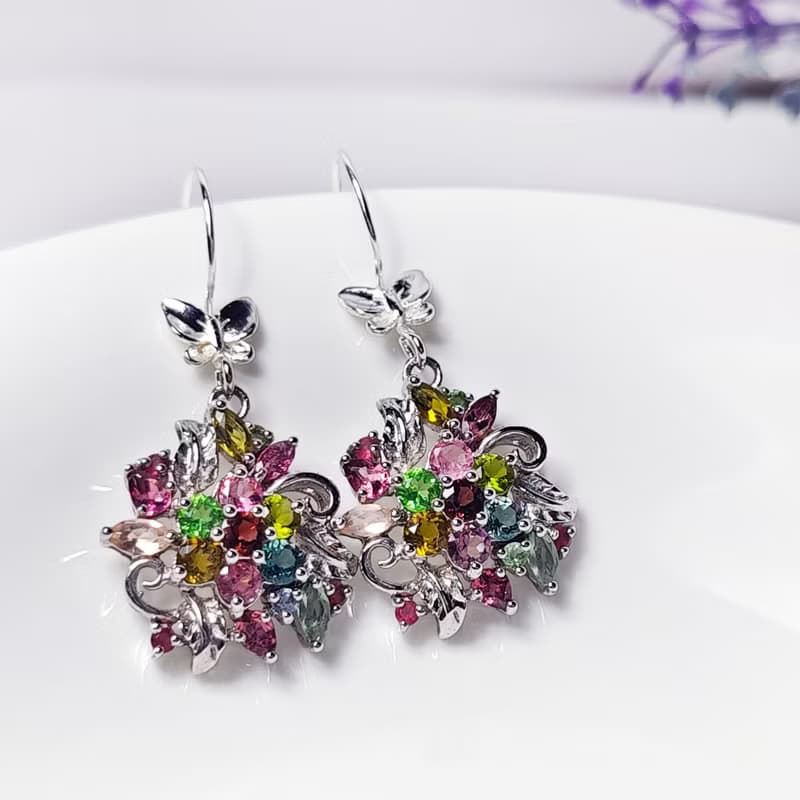 頂級碧璽 彩虹 花開富貴 七脈輪 招財 耳環 單品 禮物 收藏 獨家