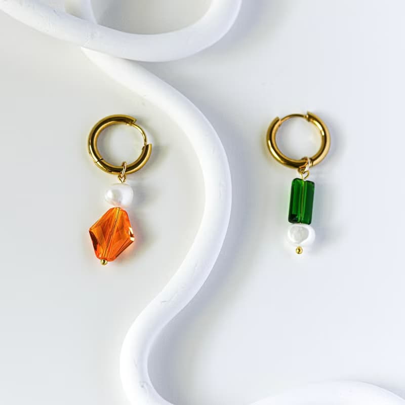 不對稱輕復古施家水晶耳環輕珠寶