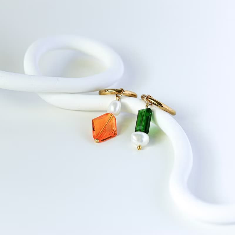 不對稱輕復古施家水晶耳環輕珠寶