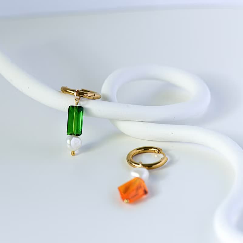 不對稱輕復古施家水晶耳環輕珠寶