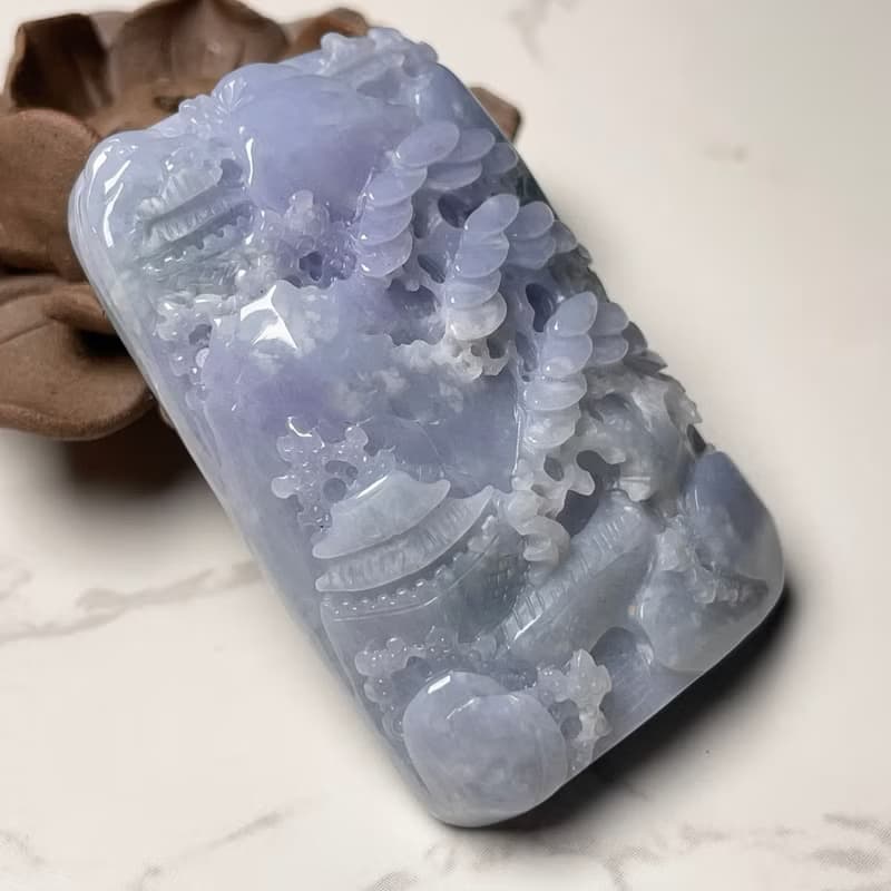 紫羅蘭翡翠山水牌 | 天然緬甸玉翡翠A貨 | 送禮