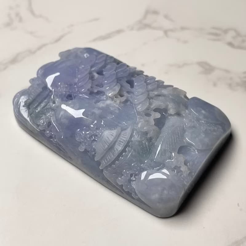 紫羅蘭翡翠山水牌 | 天然緬甸玉翡翠A貨 | 送禮