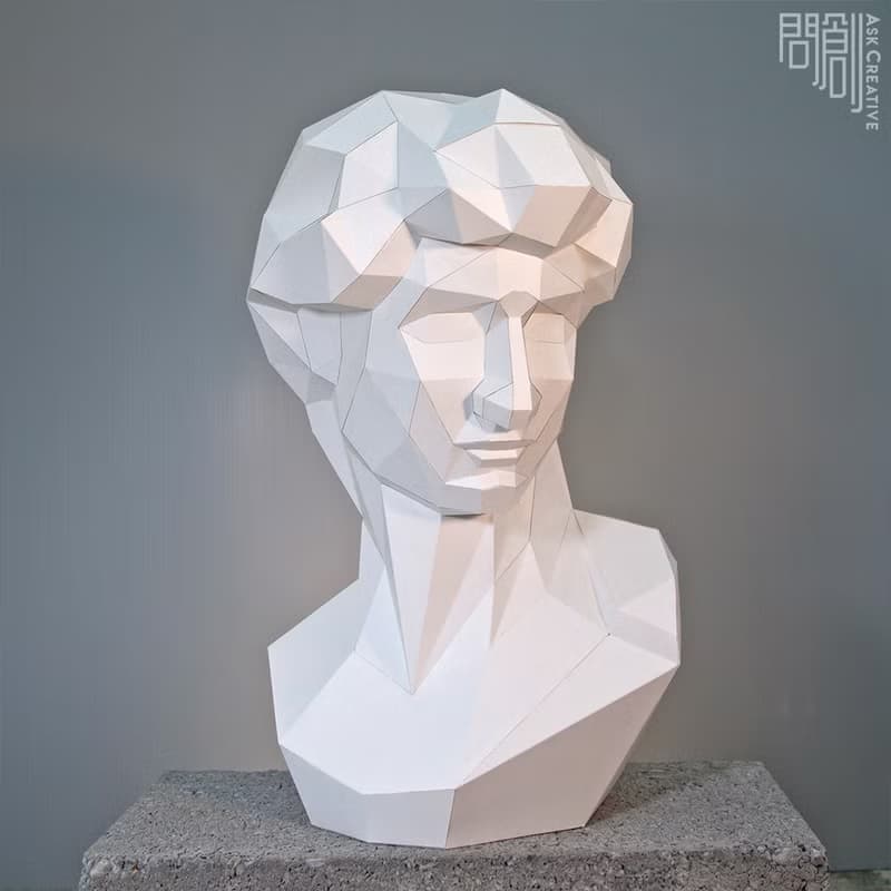 DIY手作3D紙模型 石膏像雕塑系列 - 大衛角面 (3色可選)