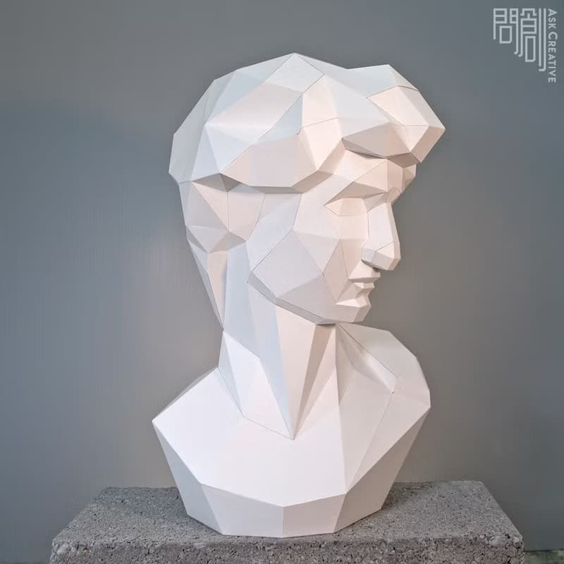 DIY手作3D紙模型 石膏像雕塑系列 - 大衛角面 (3色可選)