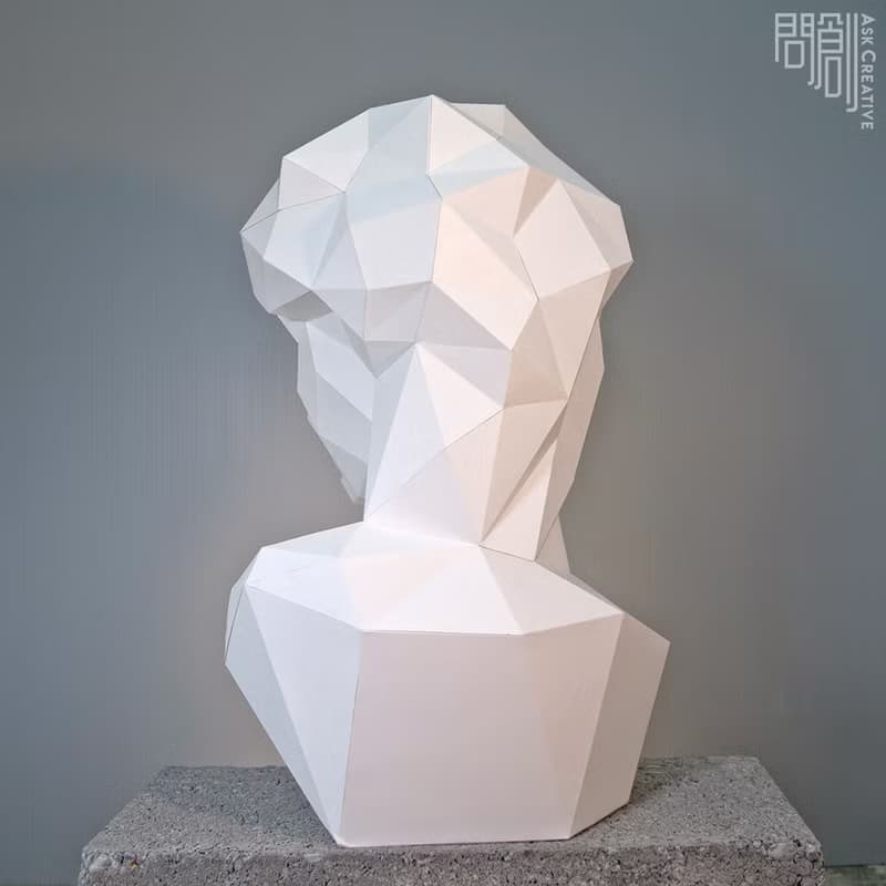 DIY手作3D紙模型 石膏像雕塑系列 - 大衛角面 (3色可選)