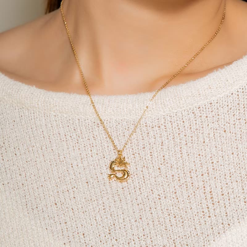 Dragon Silver Necklace 龍造型墜鍊 純銀鍍18K金項鍊 生肖項鍊