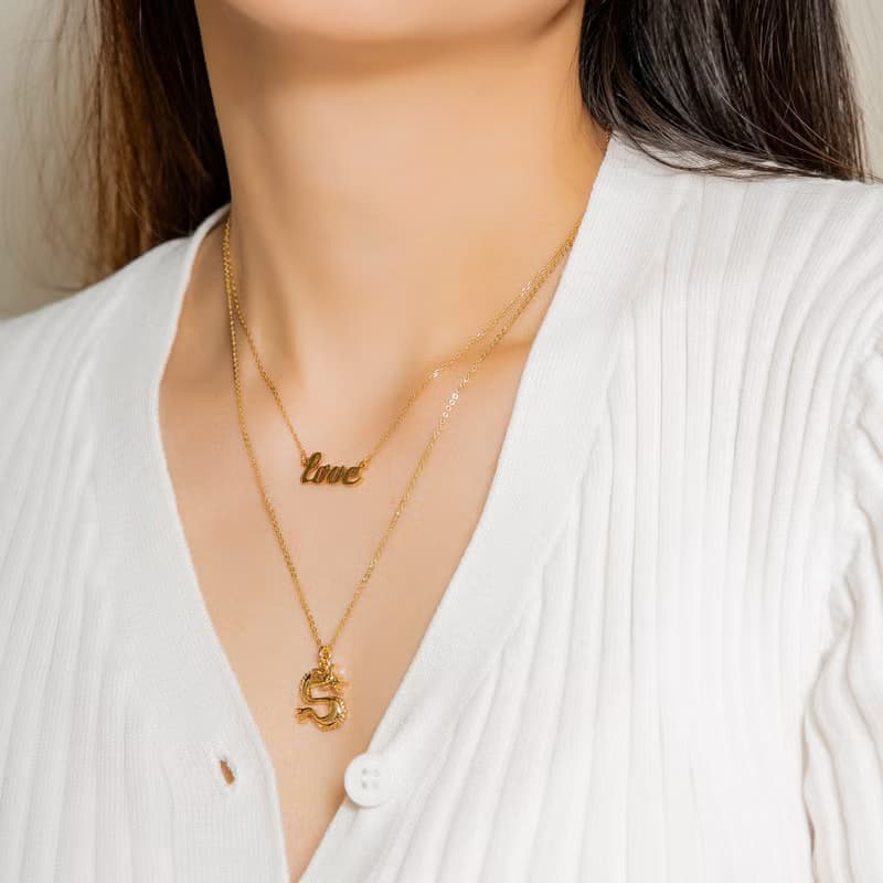 Dragon Silver Necklace 龍造型墜鍊 純銀鍍18K金項鍊 生肖項鍊