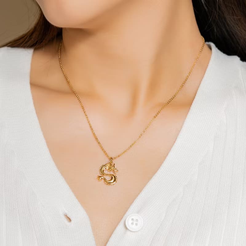 Dragon Silver Necklace 龍造型墜鍊 純銀鍍18K金項鍊 生肖項鍊