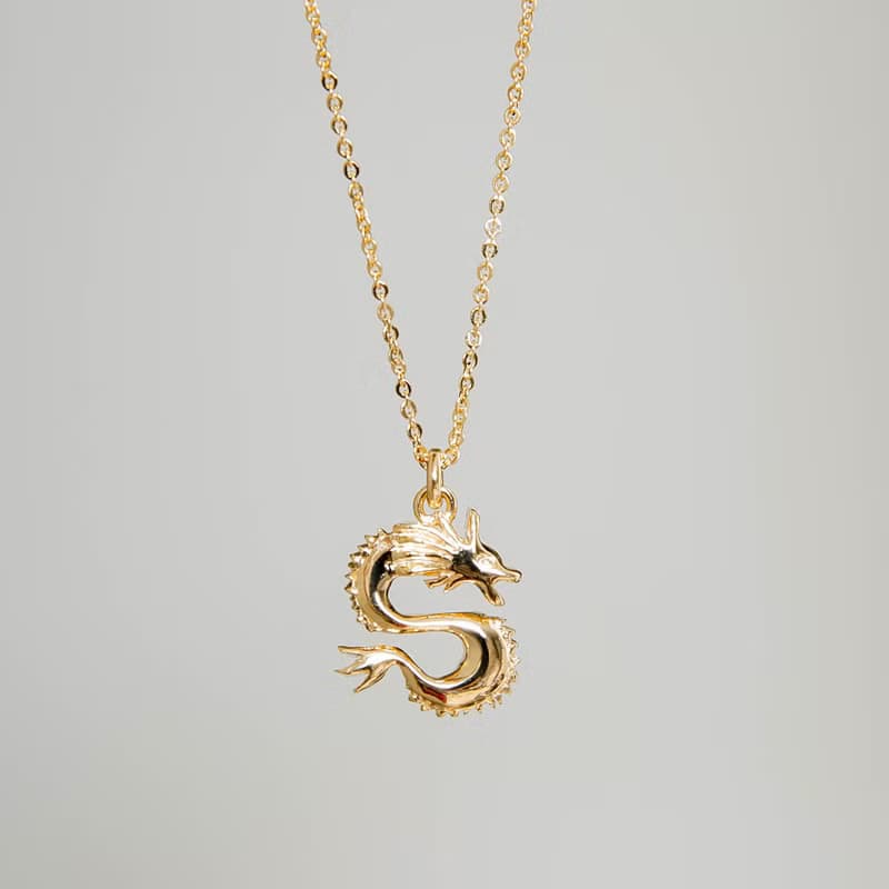 Dragon Silver Necklace 龍造型墜鍊 純銀鍍18K金項鍊 生肖項鍊