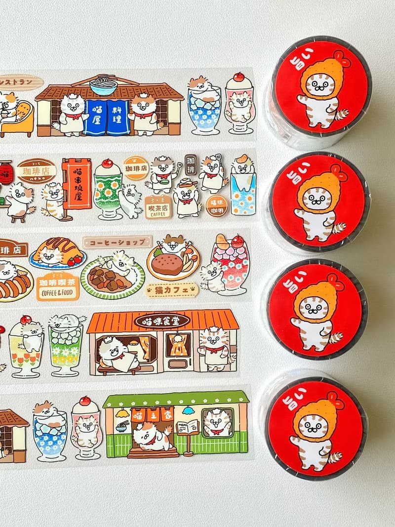 3小喵咪/昭和復古餐廳/美式復古餐廳/4公分PET紙膠帶/附離型紙