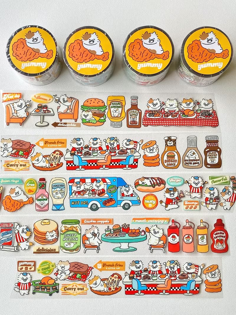 3小喵咪/昭和復古餐廳/美式復古餐廳/4公分PET紙膠帶/附離型紙