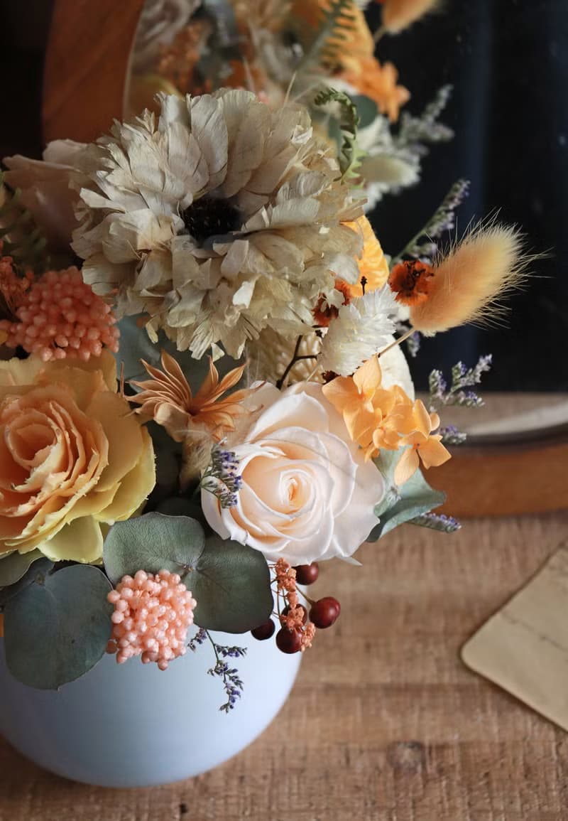 - 夏日香橙 - 永生開幕盆花 乾燥花 索拉花 新居禮 賀禮